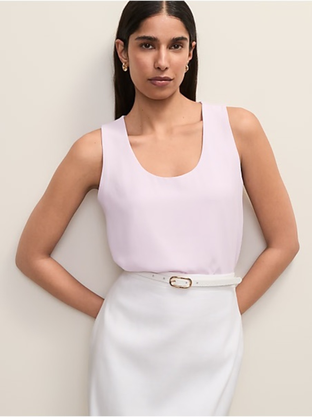 Ann Taylor Light Pink Scoop Neck Sleeveless Blouse NWT